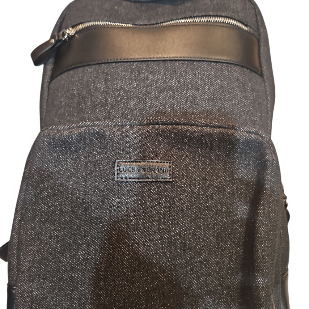 Lucky Brand Denim Sports Stylish Black Backpack Unisex Authentic - Picture 13 of 14